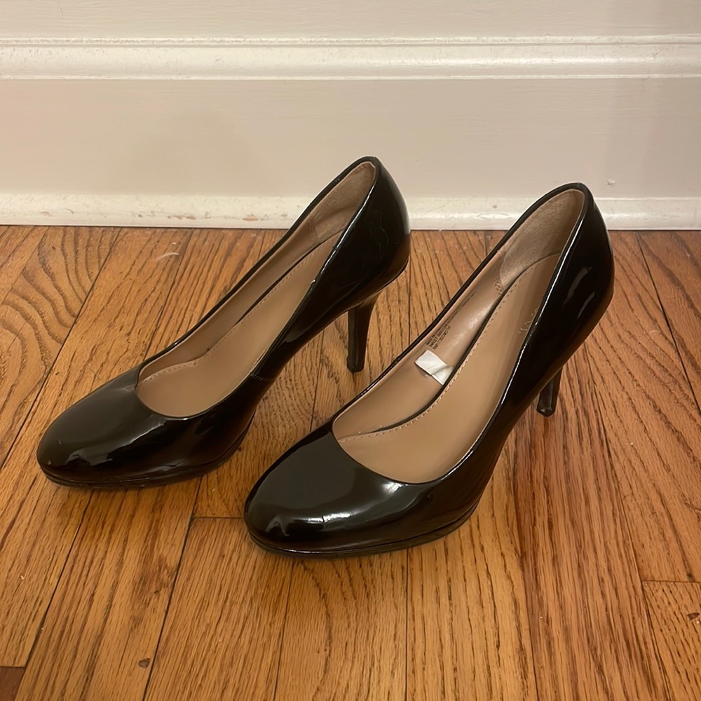 Black patent leather heels